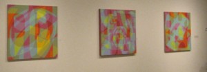 A blurryish shot of Sean's work hanging in the gallery
